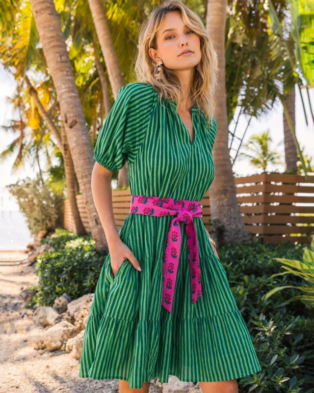 Seaside Stripes - Lightweight It's a Date Dress - Clover Green made by Printfresh