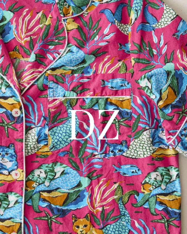 Meowing Mermaids - Short PJ Set - Hot Pink sold by Printfresh