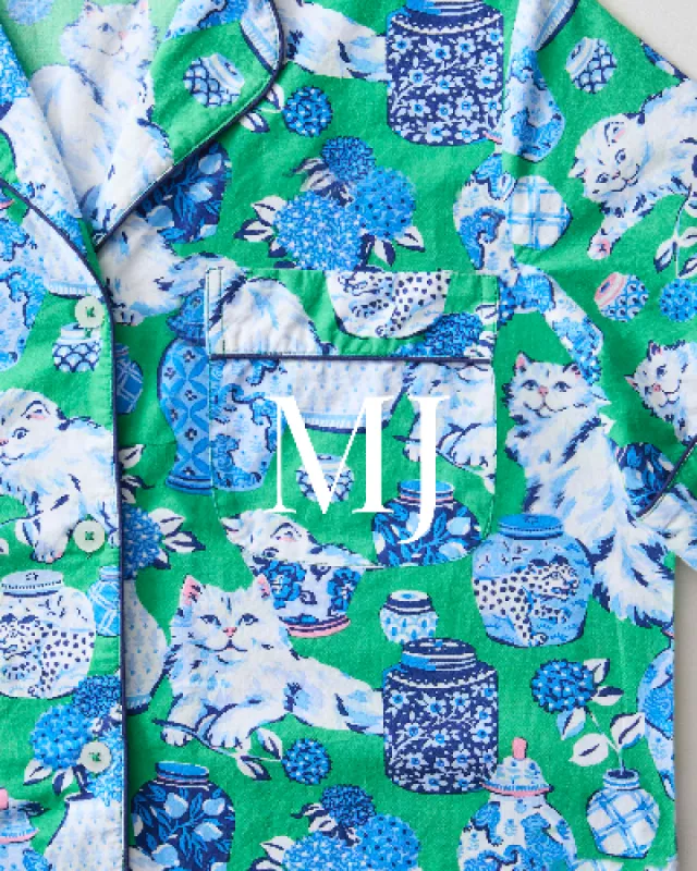 Fancy Cat - Short PJ Set - Green Juice sold by Printfresh