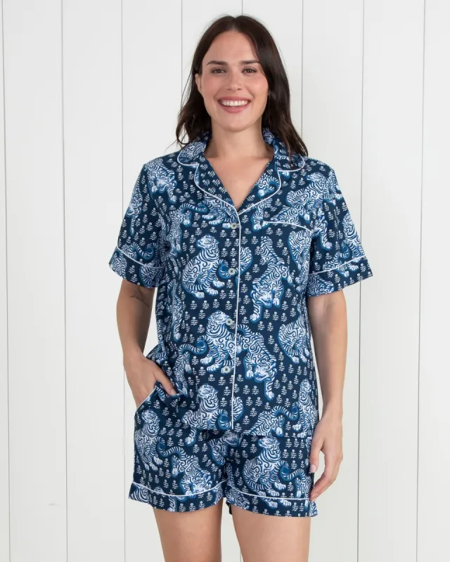 Tiger Queen - Petite Short PJ Set - Navy sold by Printfresh