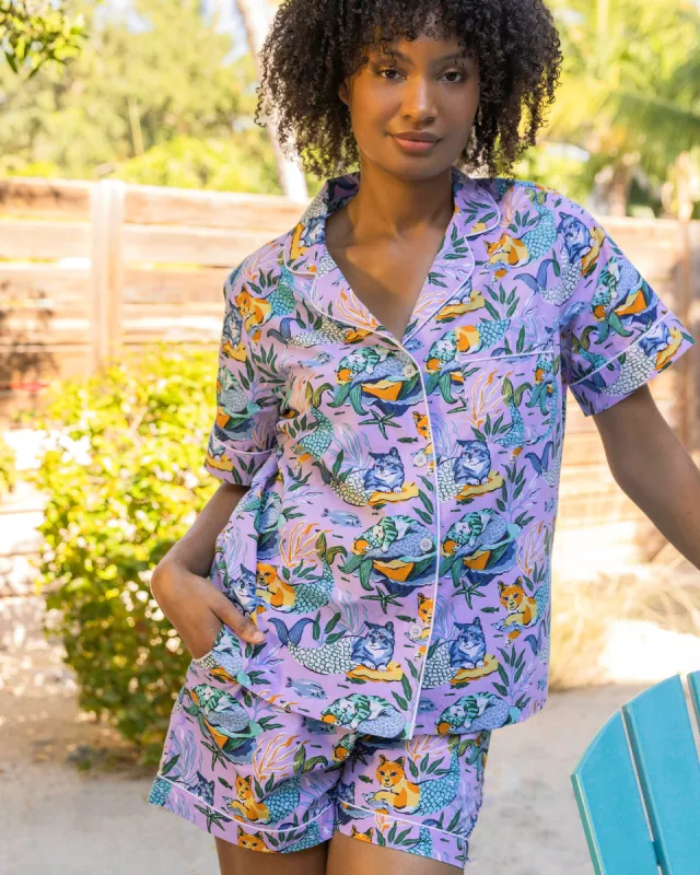 Meowing Mermaids - Short PJ Set - Lavender sold by Printfresh