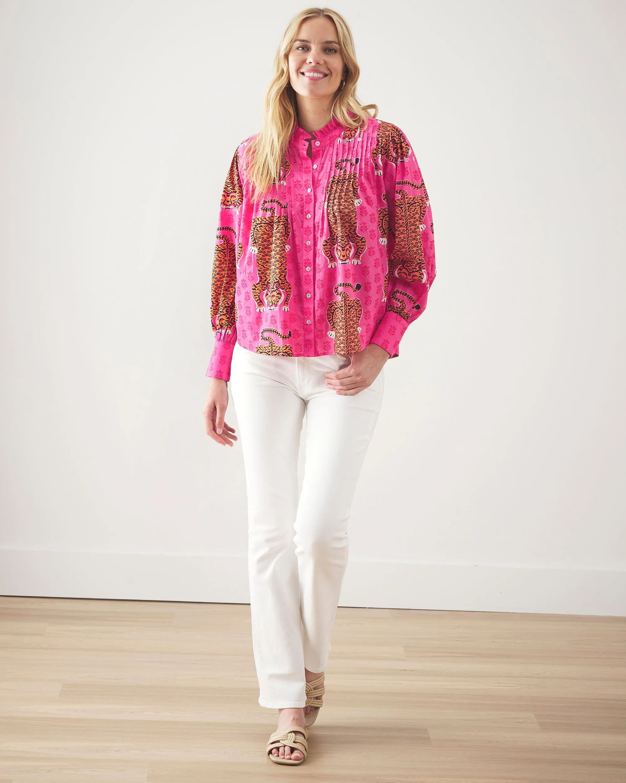 Siberian Stripes - On a Whim Blouse - Neon Rose sold by Printfresh product image thumbnail 5