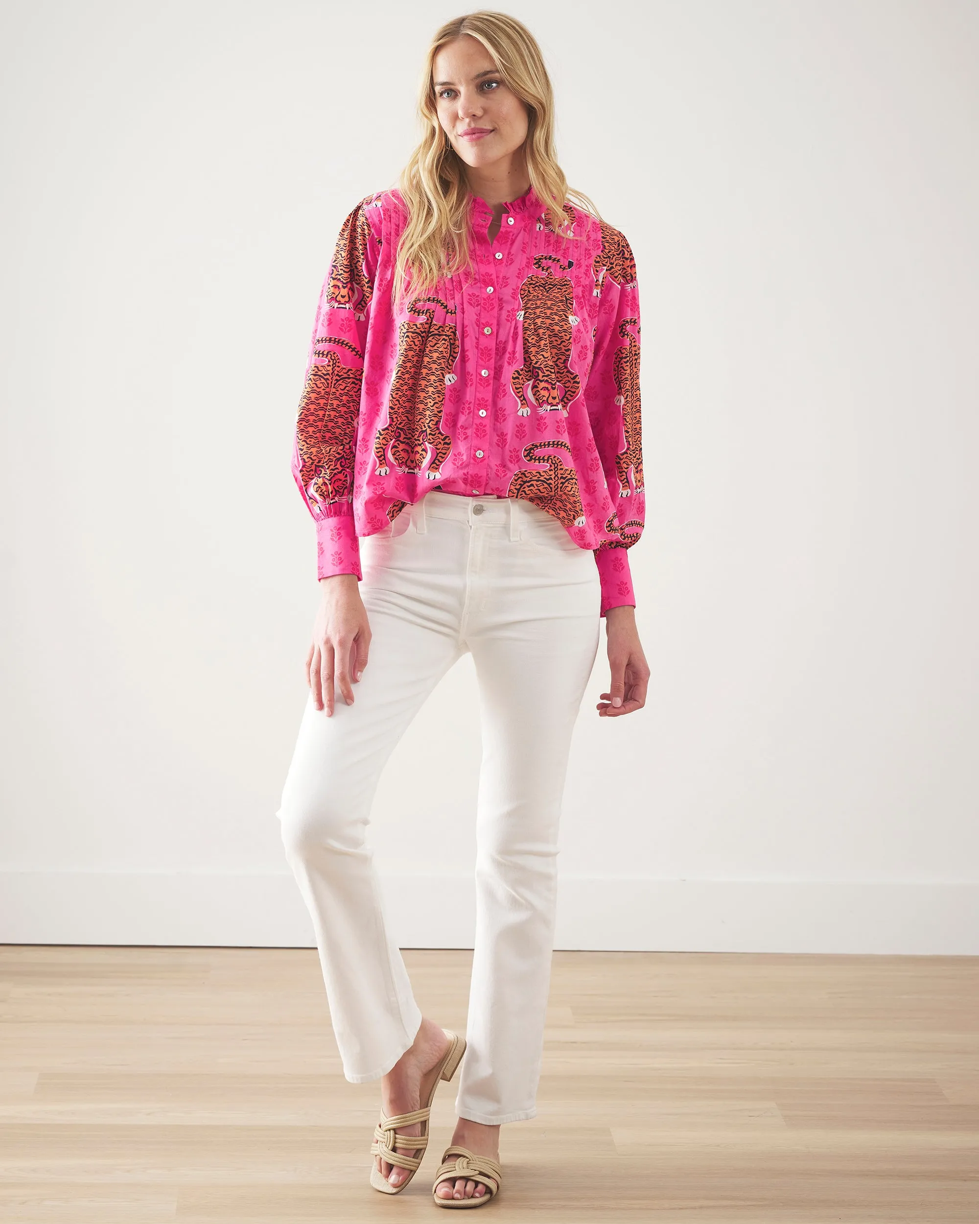 Siberian Stripes - On a Whim Blouse - Neon Rose sold by Printfresh product image thumbnail 2