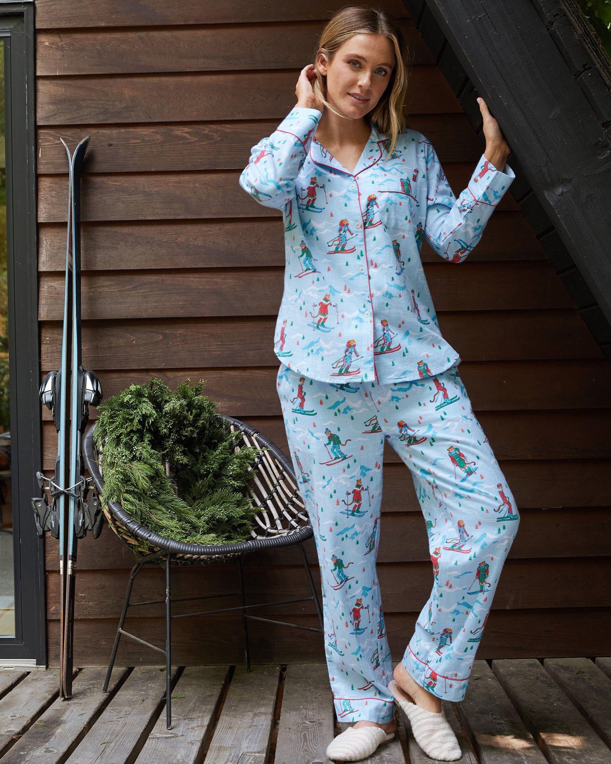 Hit the Slopes - Tall Flannel Long Sleep Set - Frosted Lake sold by Printfresh product image thumbnail 3