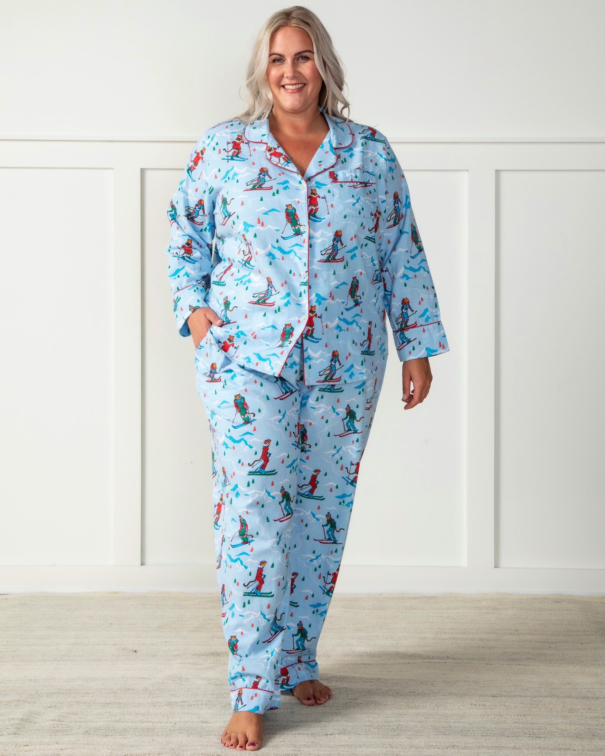 Hit the Slopes - Tall Flannel Long Sleep Set - Frosted Lake sold by Printfresh
