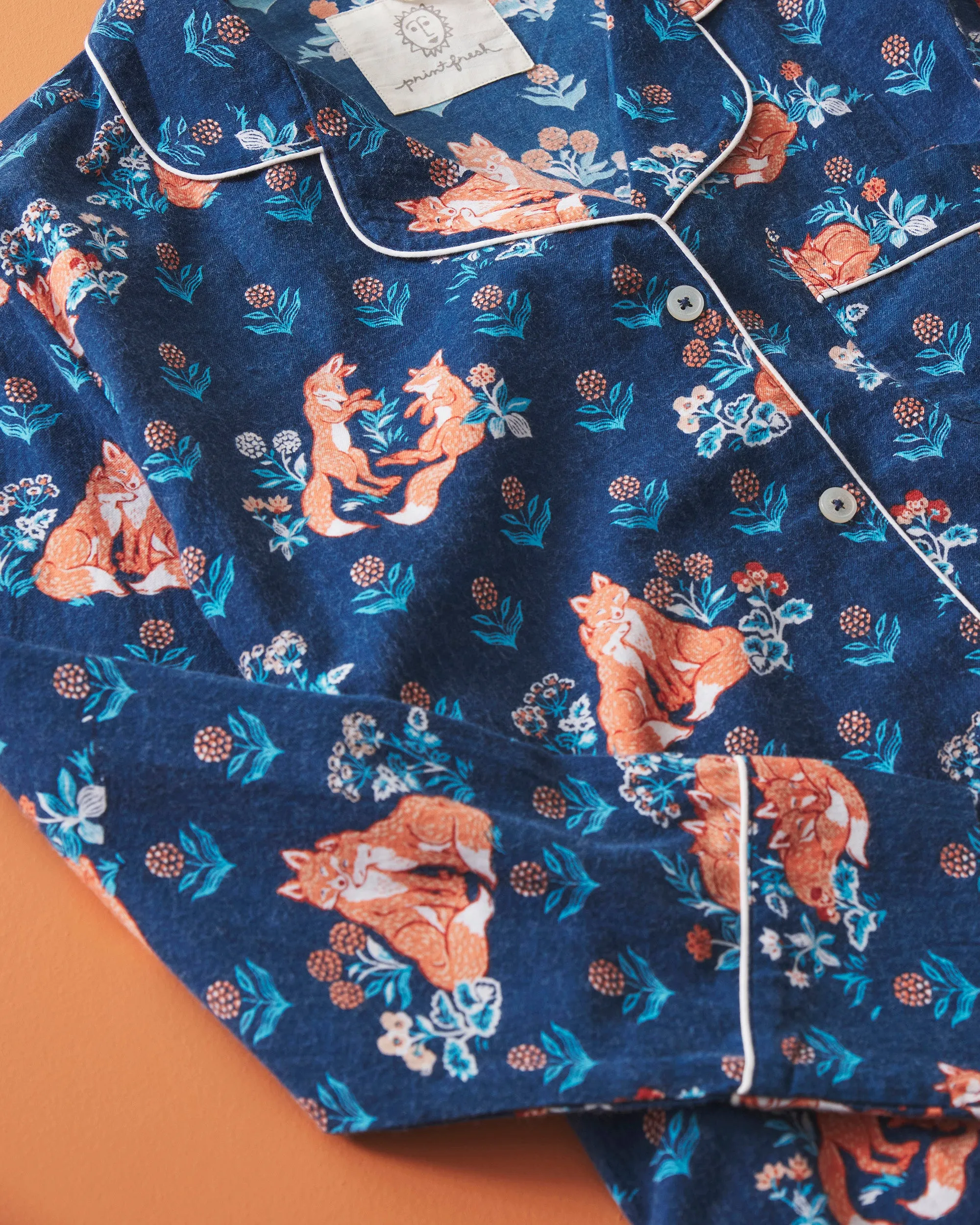 Fox Friends - Flannel Long PJ Set - Time for Bed Blue sold by Printfresh product image thumbnail 3