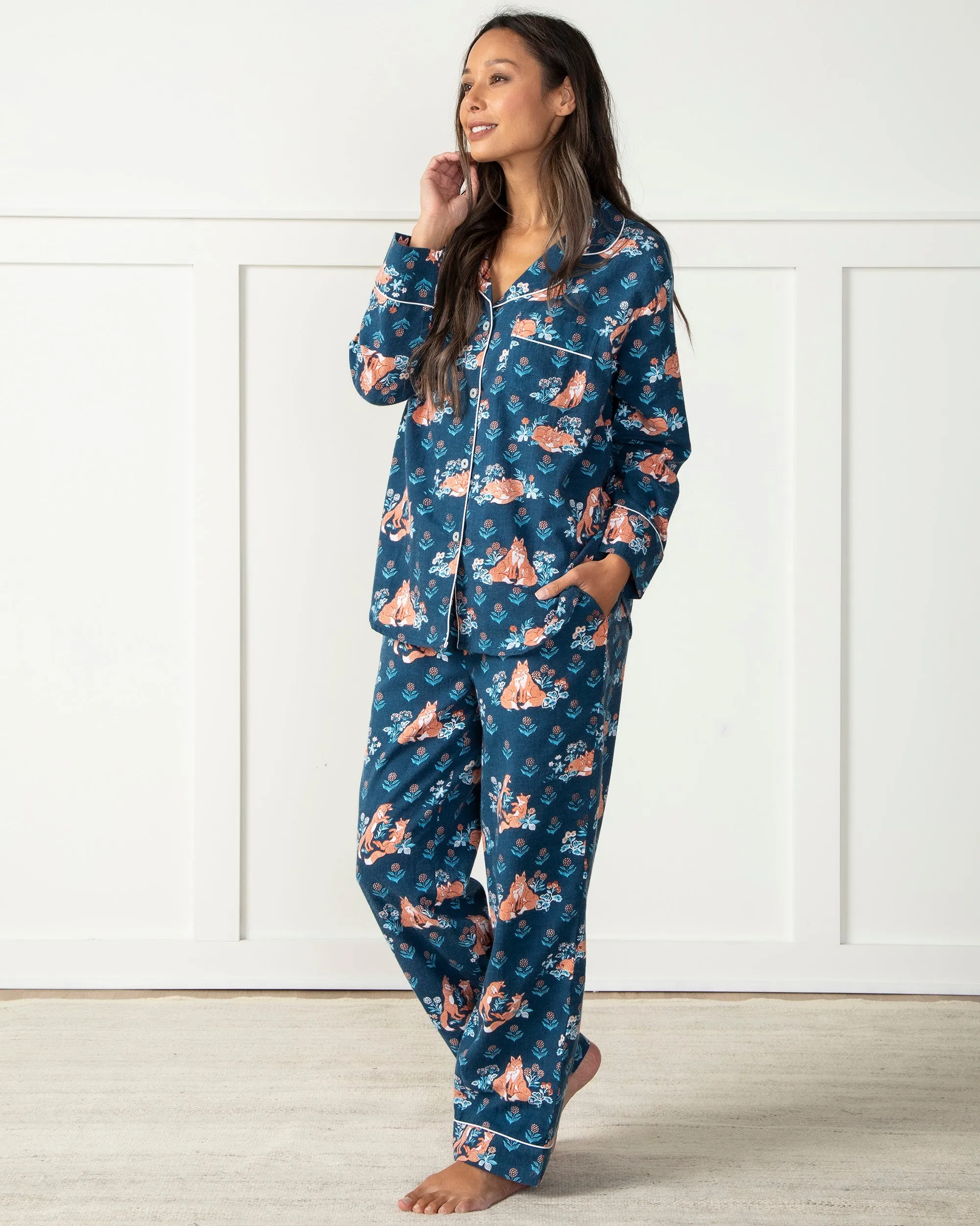 Fox Friends - Flannel Long PJ Set - Time for Bed Blue sold by Printfresh product image thumbnail 4