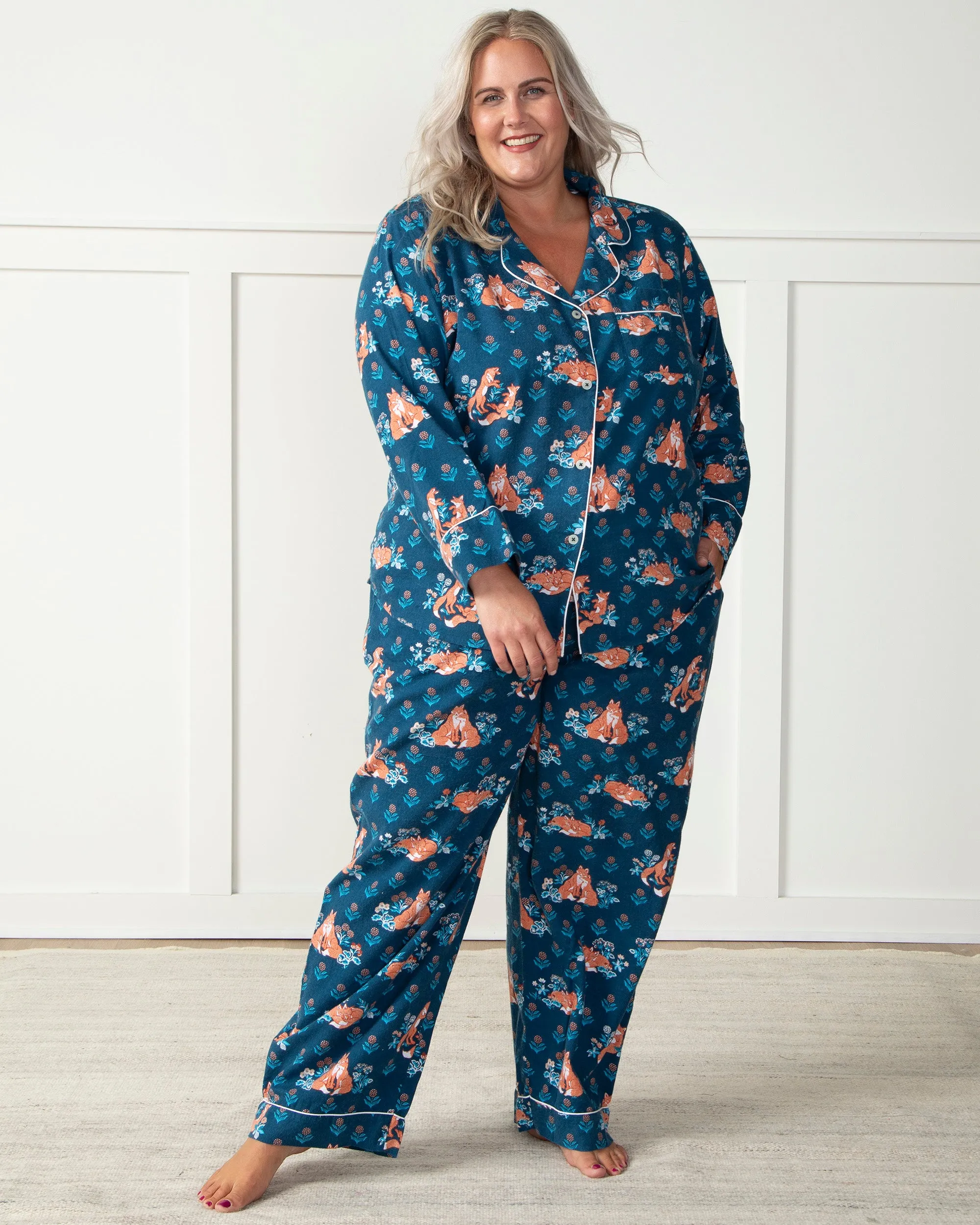 Fox Friends - Flannel Long PJ Set - Time for Bed Blue sold by Printfresh product image thumbnail 2