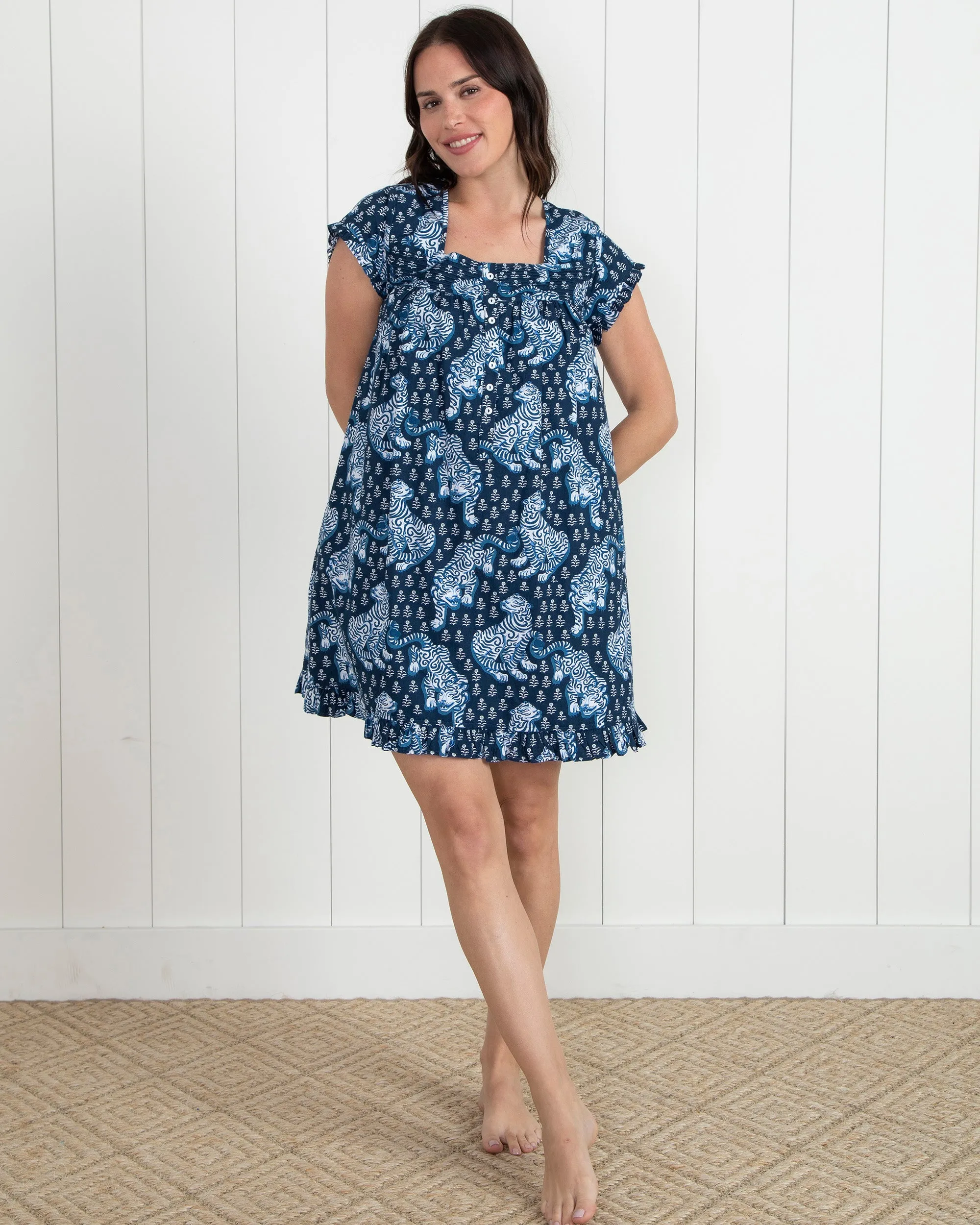 Tiger Queen - Pintuck Nightgown - Navy sold by Printfresh product image thumbnail 2