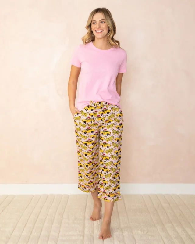 Taxi Please - T-Shirt and Cropped Pajama Pants Bundle - Blush/Pink Corvette sold by Printfresh