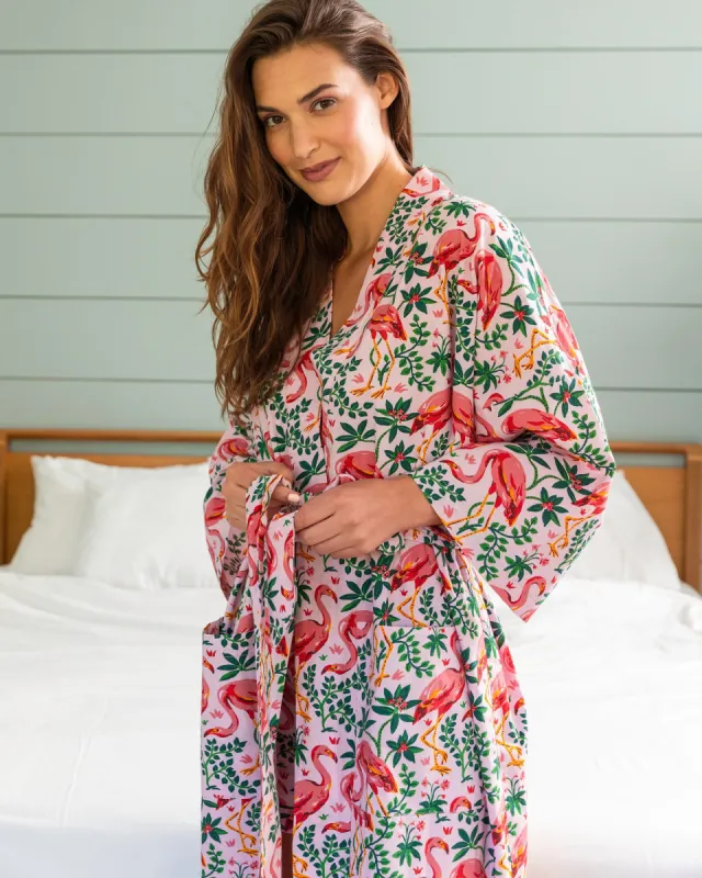 Flock of Flamingos - Robe - Rose sold by Printfresh