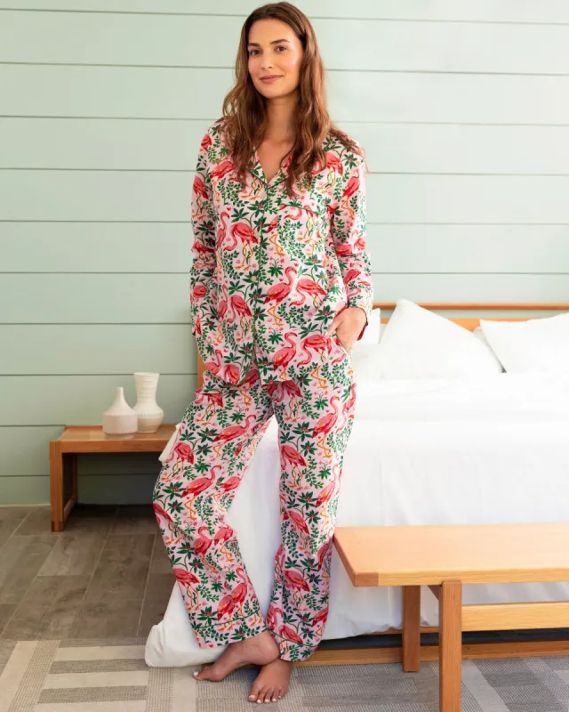Flock of Flamingos - Tall Long Sleep Set - Rose sold by Printfresh