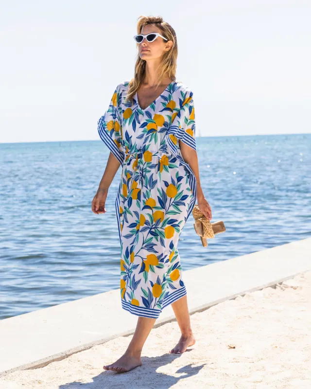 Lemon Zest - Let's Cruise Caftan - Cloud sold by Printfresh