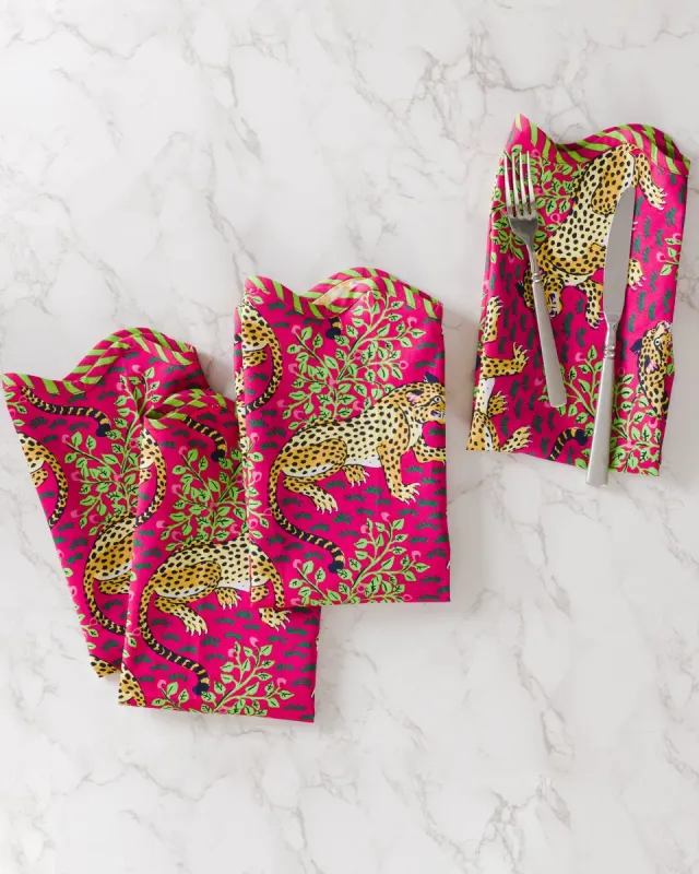 Bagheera - Scalloped Dinner Napkins Set of 4 - Hot Pink sold by Printfresh