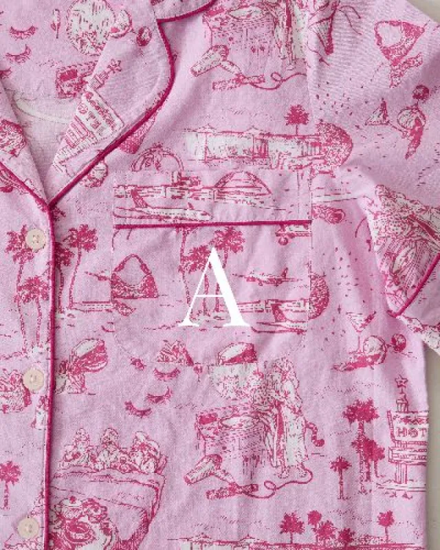 PF x Sean Taylor Girls' Trip Toile - Long Sleep Set - Rose sold by Printfresh