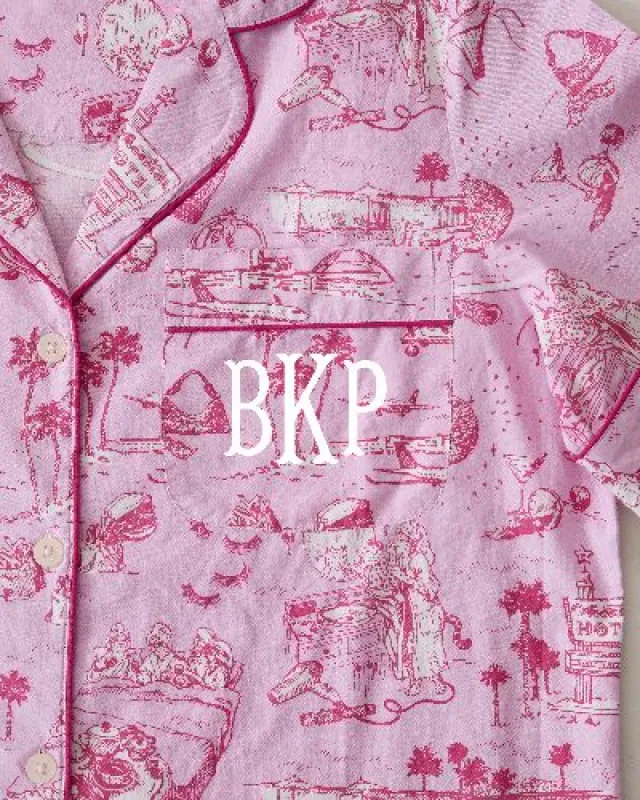 PF x Sean Taylor Girls' Trip Toile - Long Sleep Set - Rose sold by Printfresh