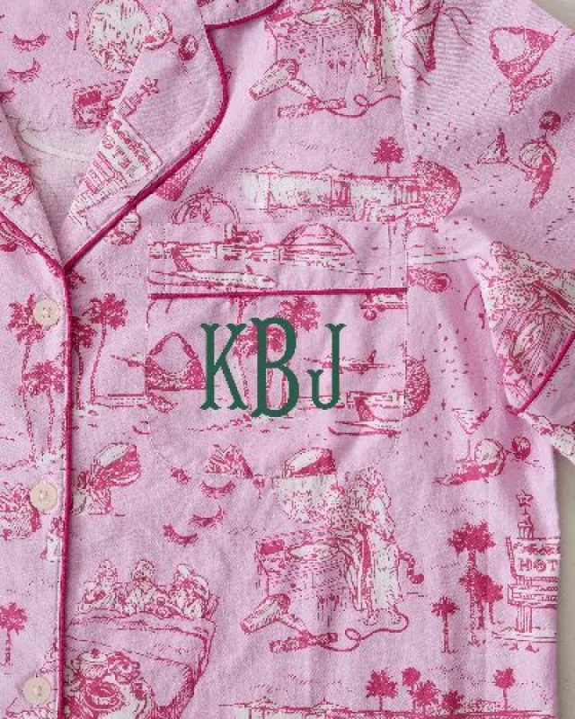 PF x Sean Taylor Girls' Trip Toile - Long Sleep Set - Rose sold by Printfresh