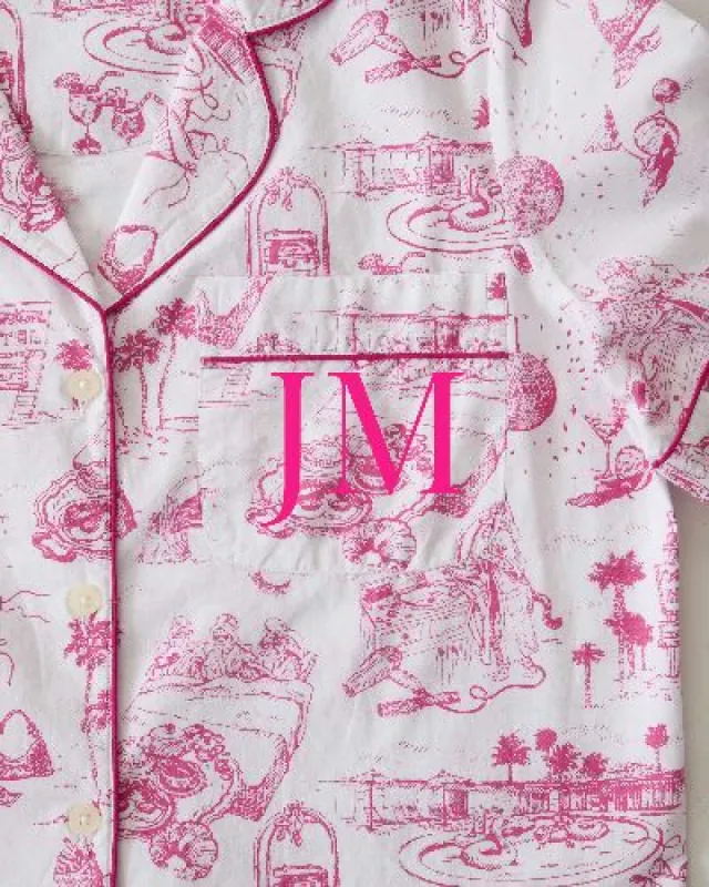 PF x Sean Taylor Girls' Trip Toile - Long Sleep Set - Pink Cloud sold by Printfresh