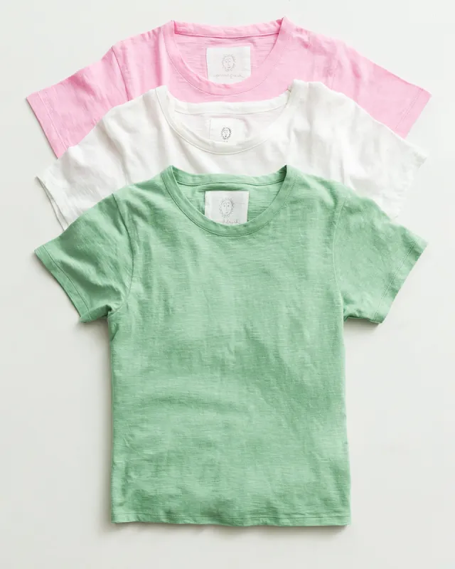 Saturday Tee - Knit T-Shirt 3-Pack - Spa Green/Pink Corvette/Cloud sold by Printfresh