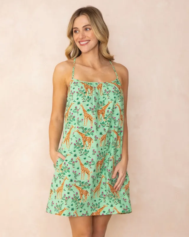 Grazing Giraffes - Cami Nightgown - Sage sold by Printfresh
