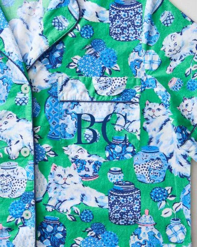 Fancy Cat - Sleep Shirt - Green Juice sold by Printfresh