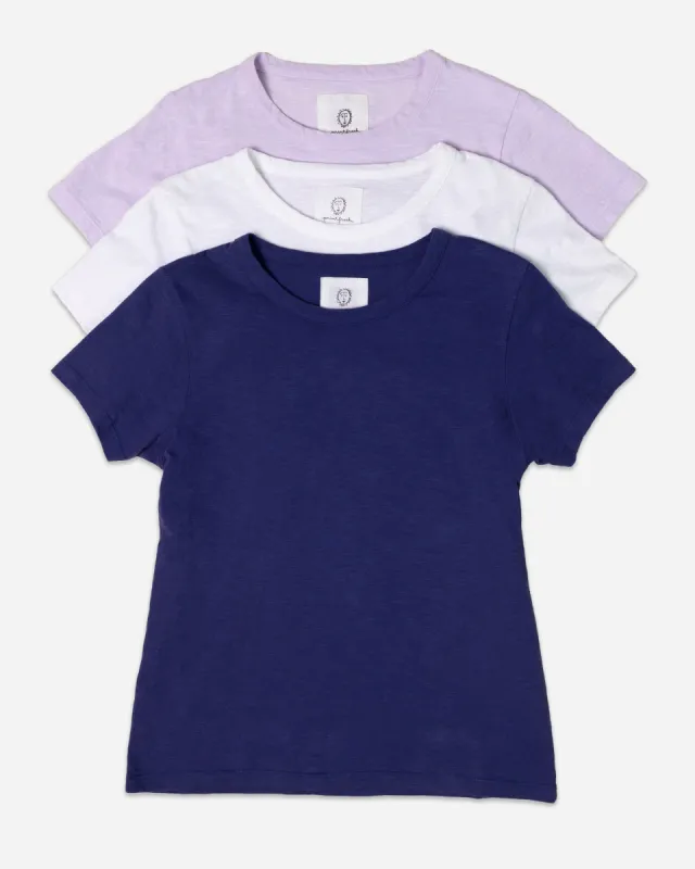 Saturday Tee - Knit T-Shirt 3-Pack - Cloud/Orchid Hush/Indigo sold by Printfresh