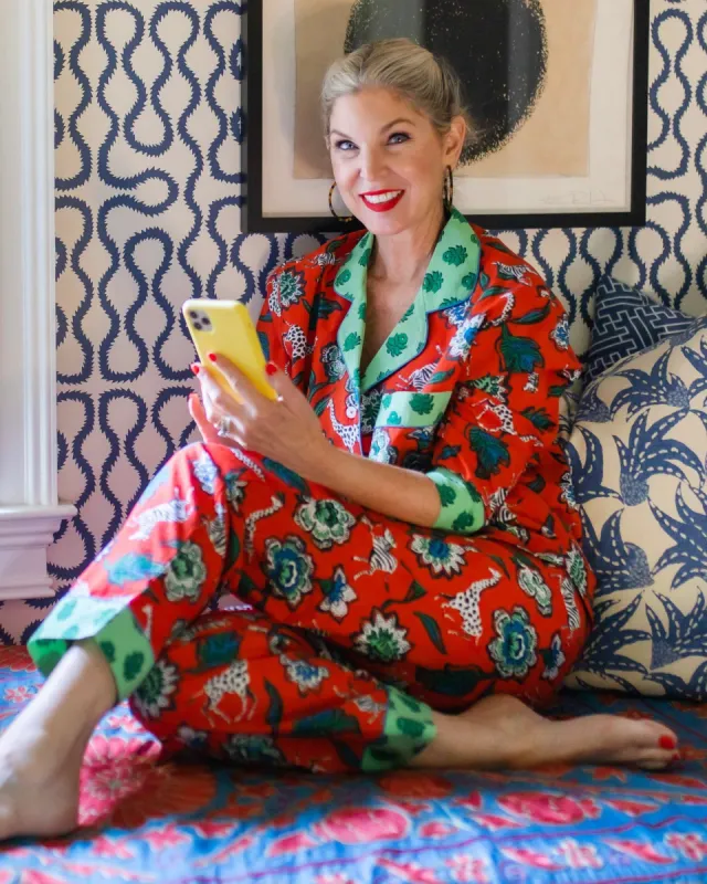 PF x Pencil & Paper Co. Floral Safari - Long Sleep Set - Scarlet sold by Printfresh