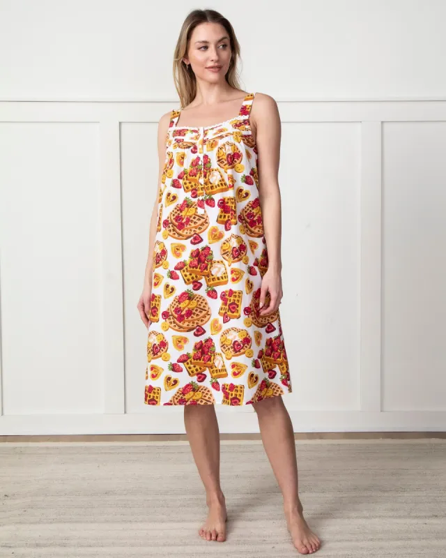 Waffles in Bed - Back to Bed Nightgown - Cloud sold by Printfresh