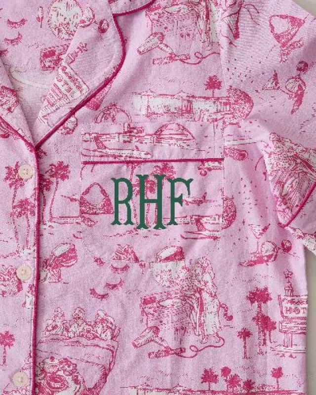 PF x Sean Taylor Girls' Trip Toile - Long Sleep Set - Rose sold by Printfresh
