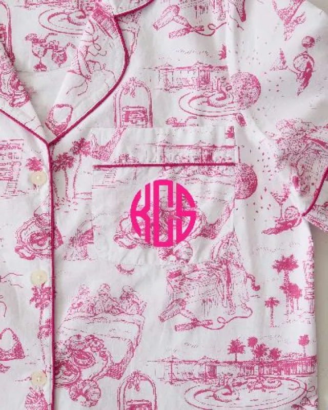 PF x Sean Taylor Girls' Trip Toile - Long Sleep Set - Pink Cloud sold by Printfresh