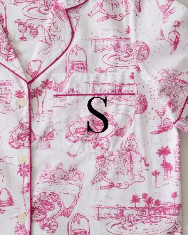 PF x Sean Taylor Girls' Trip Toile - Long Sleep Set - Pink Cloud sold by Printfresh