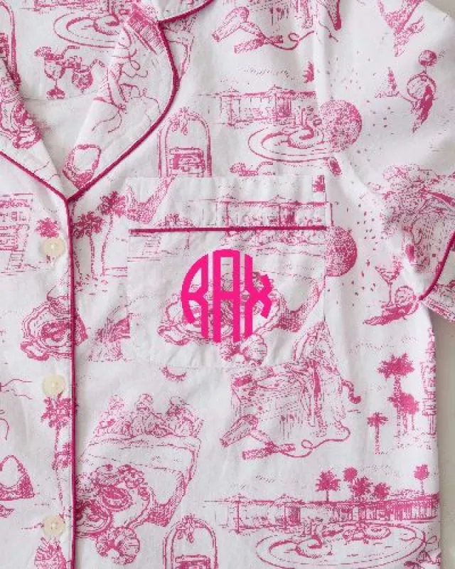 PF x Sean Taylor Girls' Trip Toile - Long Sleep Set - Pink Cloud sold by Printfresh