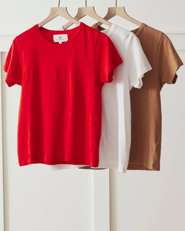 Saturday Tee - Knit T-Shirt 3-Pack - Cloud/Red Lip/Teak sold by Printfresh