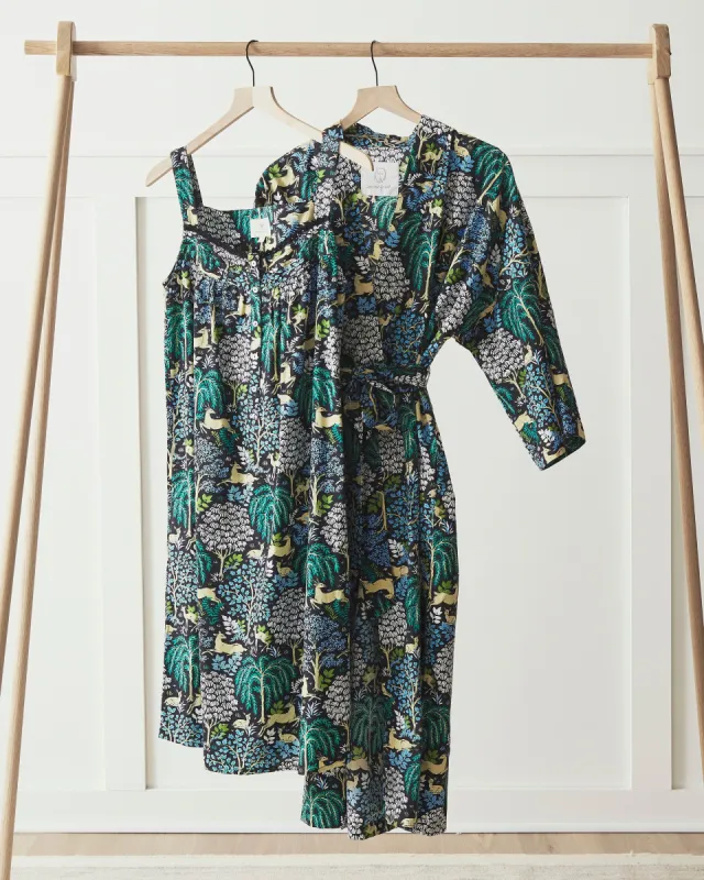 Dashing Deer - Robe & Back to Bed Nightgown Set - Ink sold by Printfresh