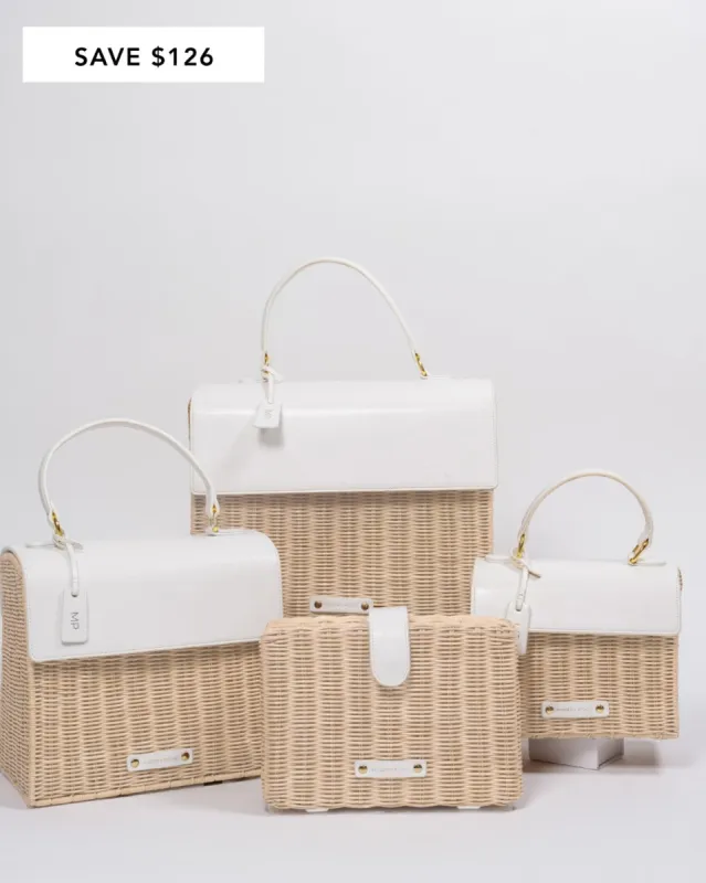 WHITE WICKER SET sold by Modern Picnic
