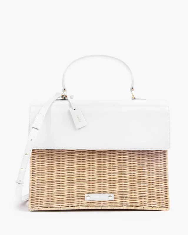 THE LARGE LUNCHER - WHITE WICKER sold by Modern Picnic
