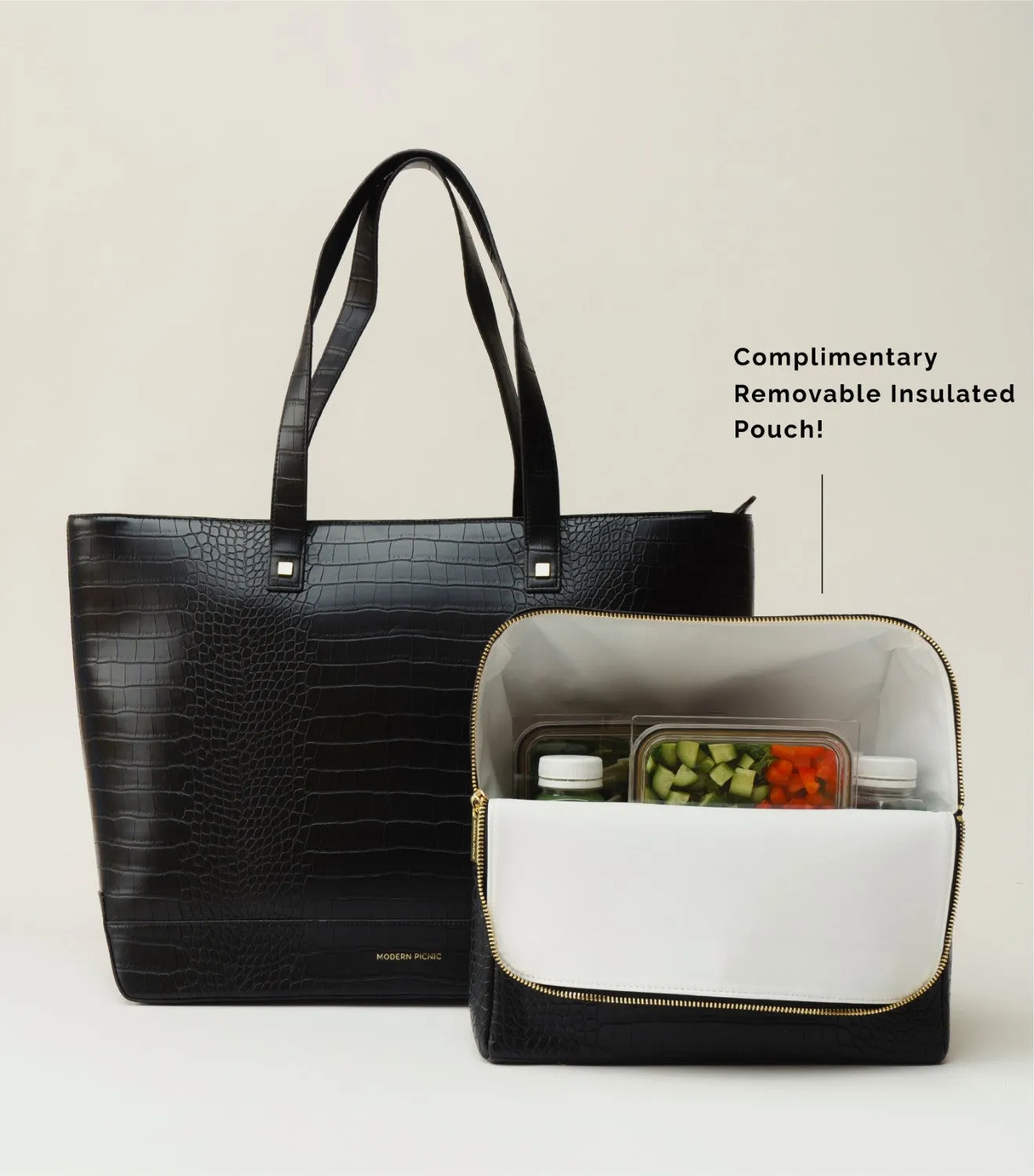 THE TOTE - BLACK CROC - PERSONALIZED sold by Modern Picnic product image thumbnail 2