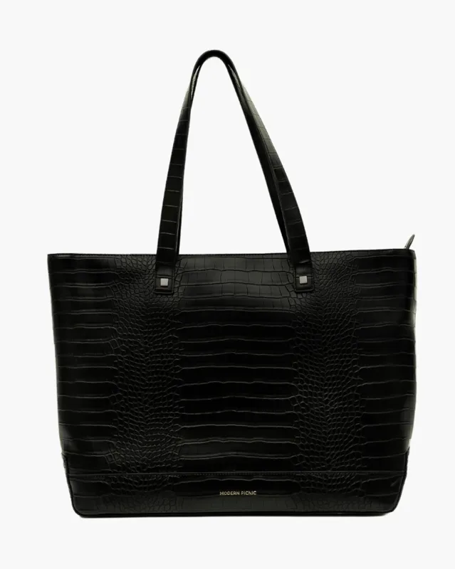 THE TOTE - BLACK CROC - PERSONALIZED sold by Modern Picnic