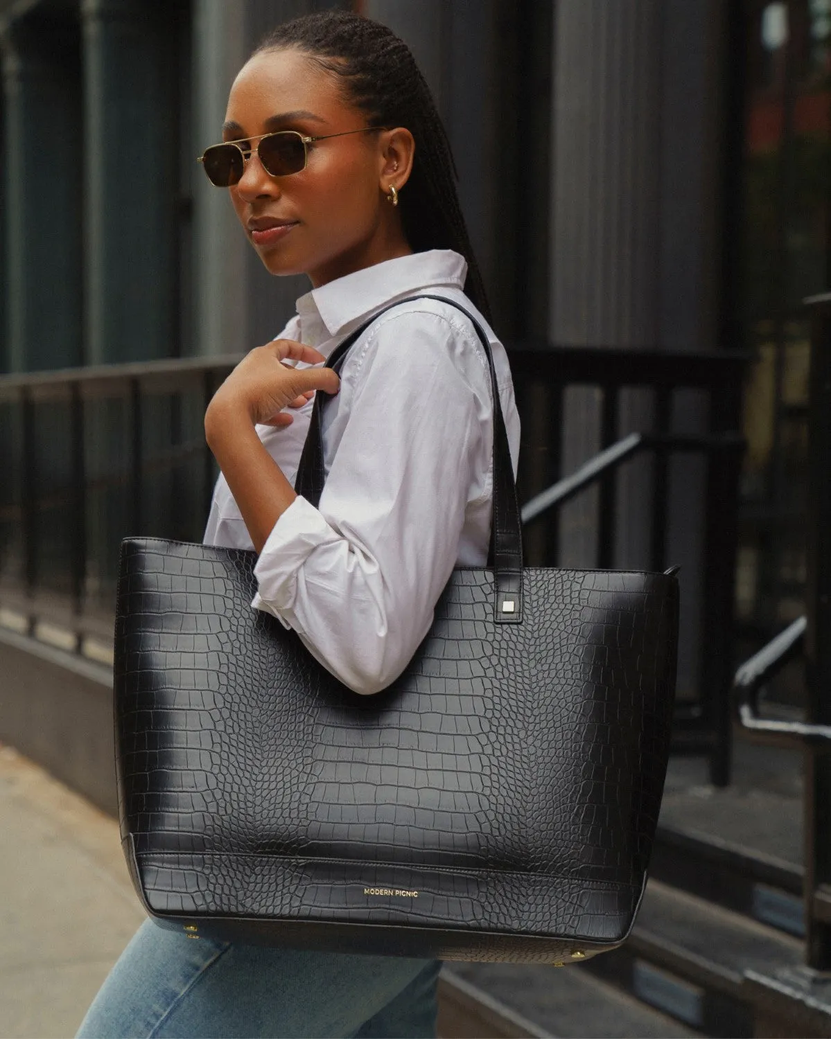 THE TOTE - BLACK CROC - PERSONALIZED sold by Modern Picnic product image thumbnail 5