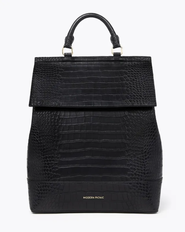 THE BACKPACK - BLACK CROC - PERSONALIZED sold by Modern Picnic