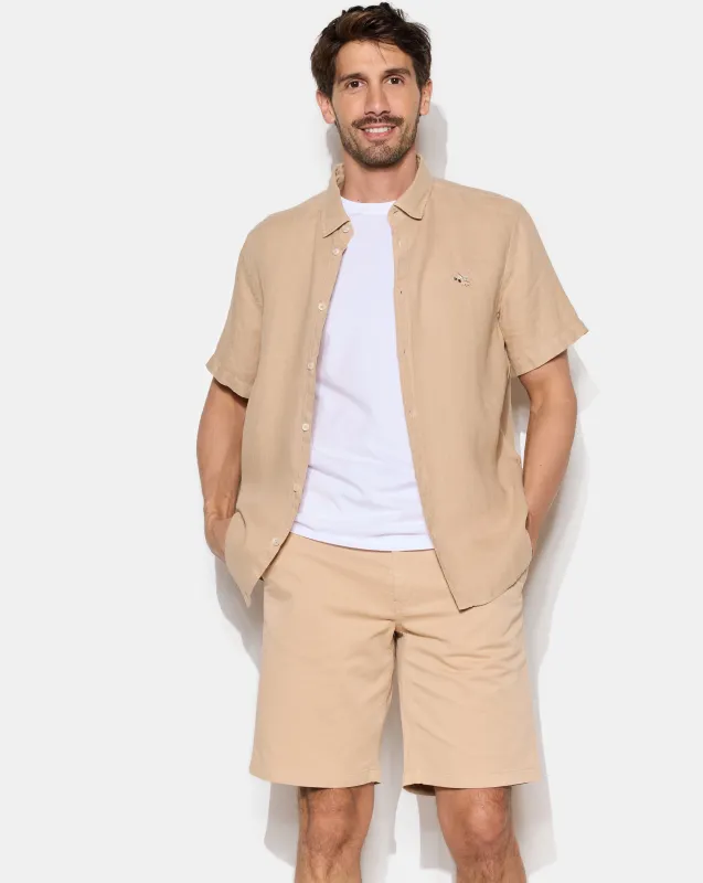 LEINENHEMD KR. BEIGE made by Chevignon