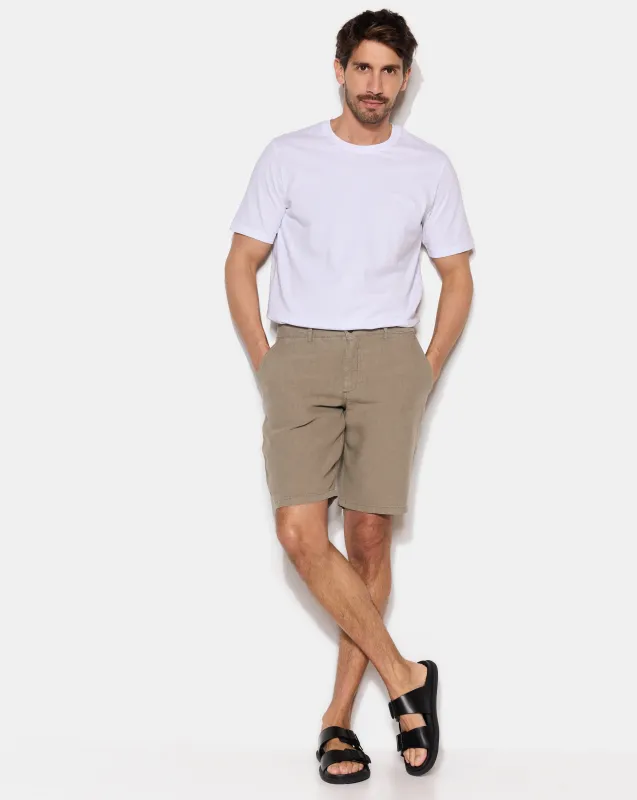 LEINEN-SHORTS, ARMY made by Chevignon