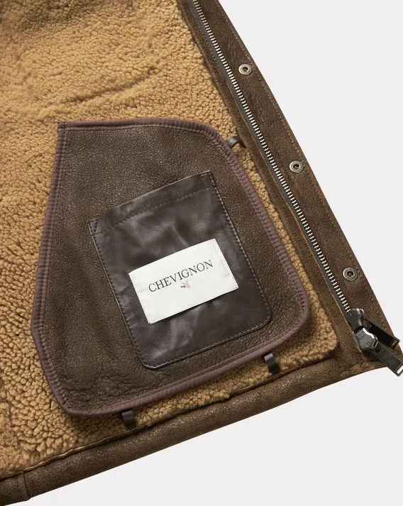 BRAUNE V-SHEARLING-LEDERJACKE sold by Chevignon product image thumbnail 4