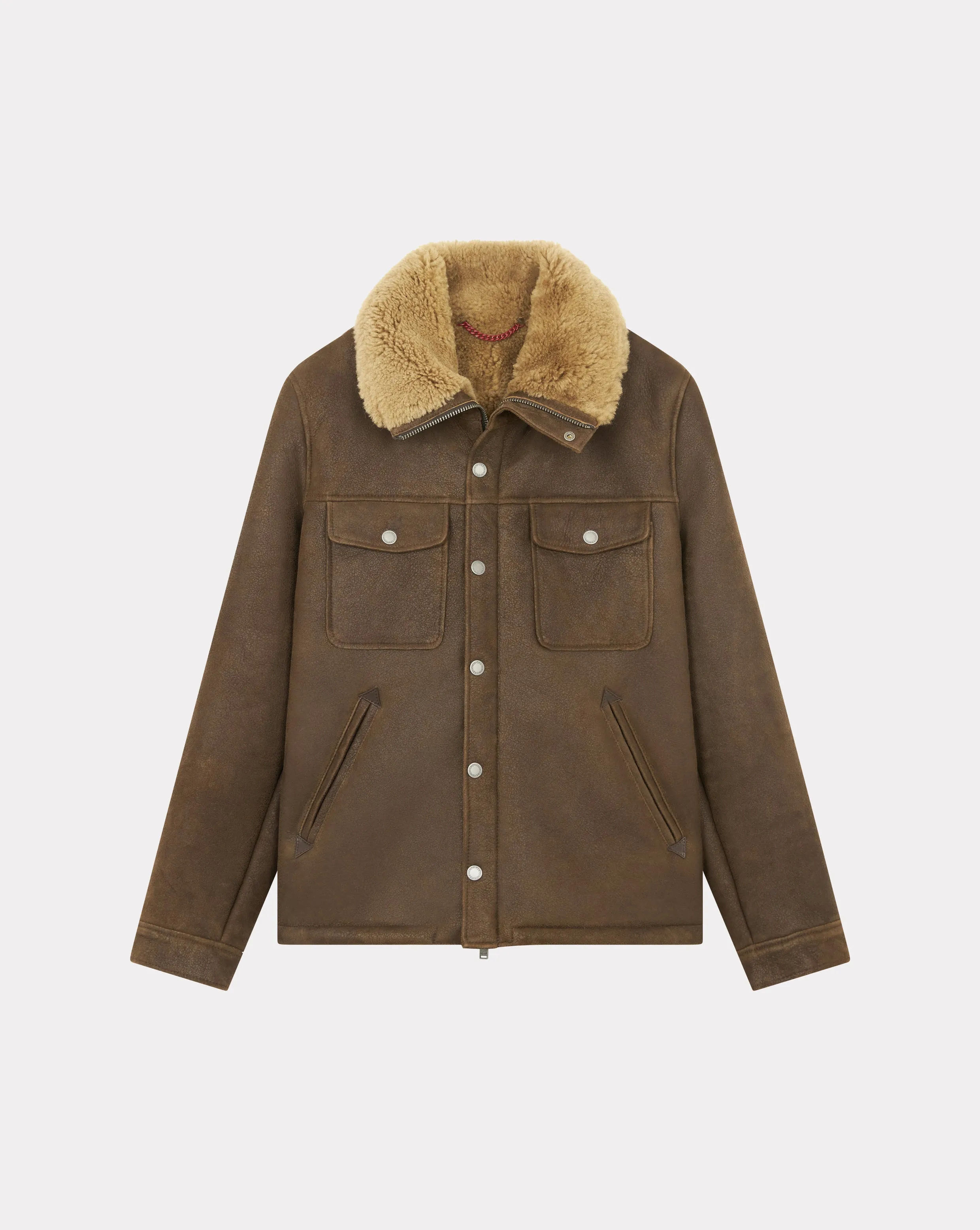 BRAUNE V-SHEARLING-LEDERJACKE sold by Chevignon