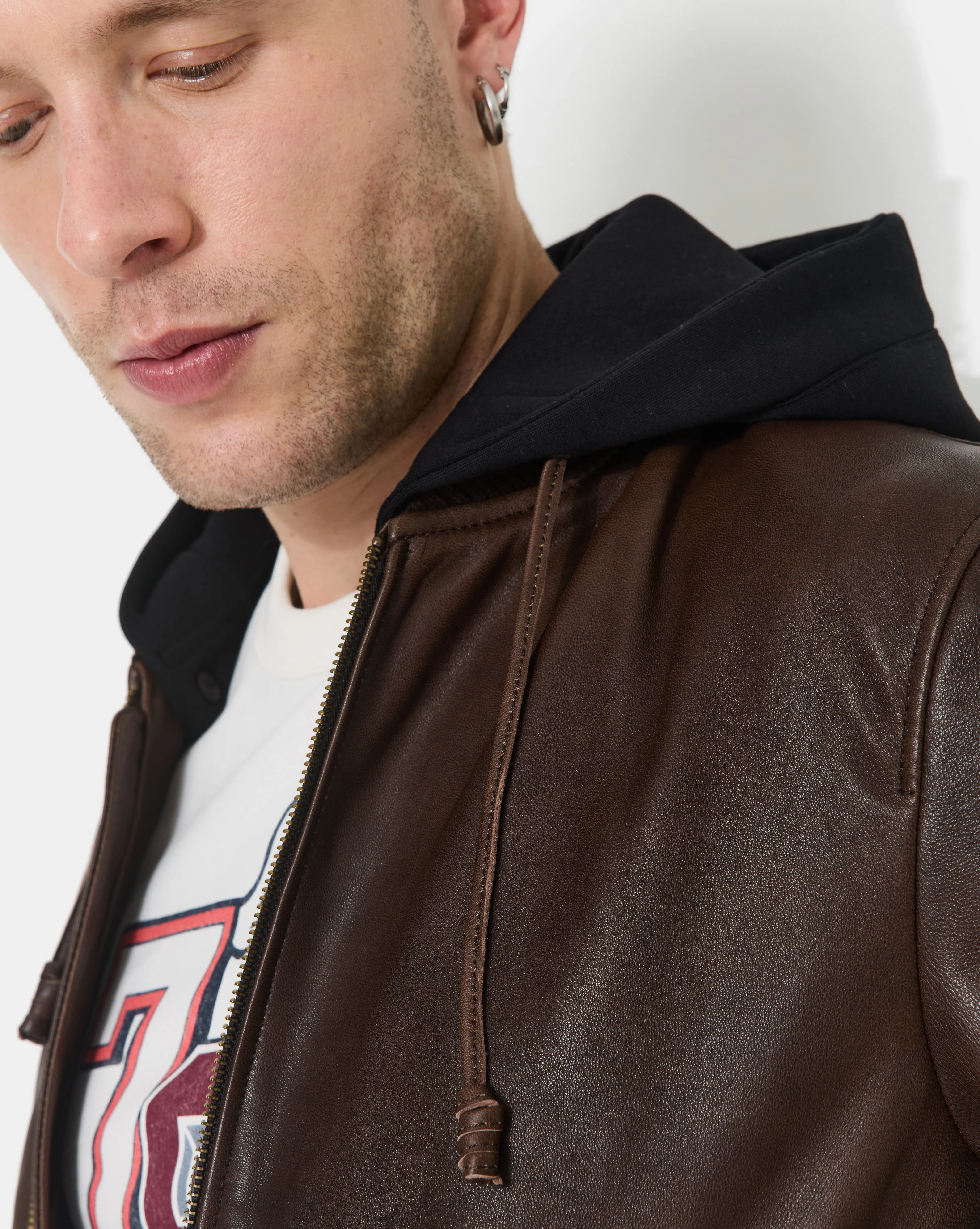 VESTE EN CUIR DJIBRIL MARRON sold by Chevignon product image thumbnail 5