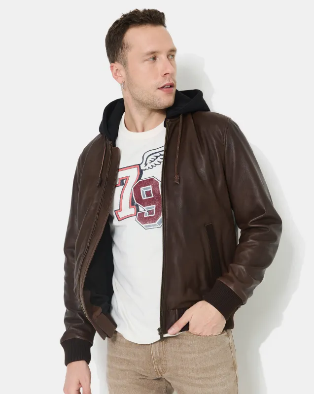 VESTE EN CUIR DJIBRIL MARRON made by Chevignon