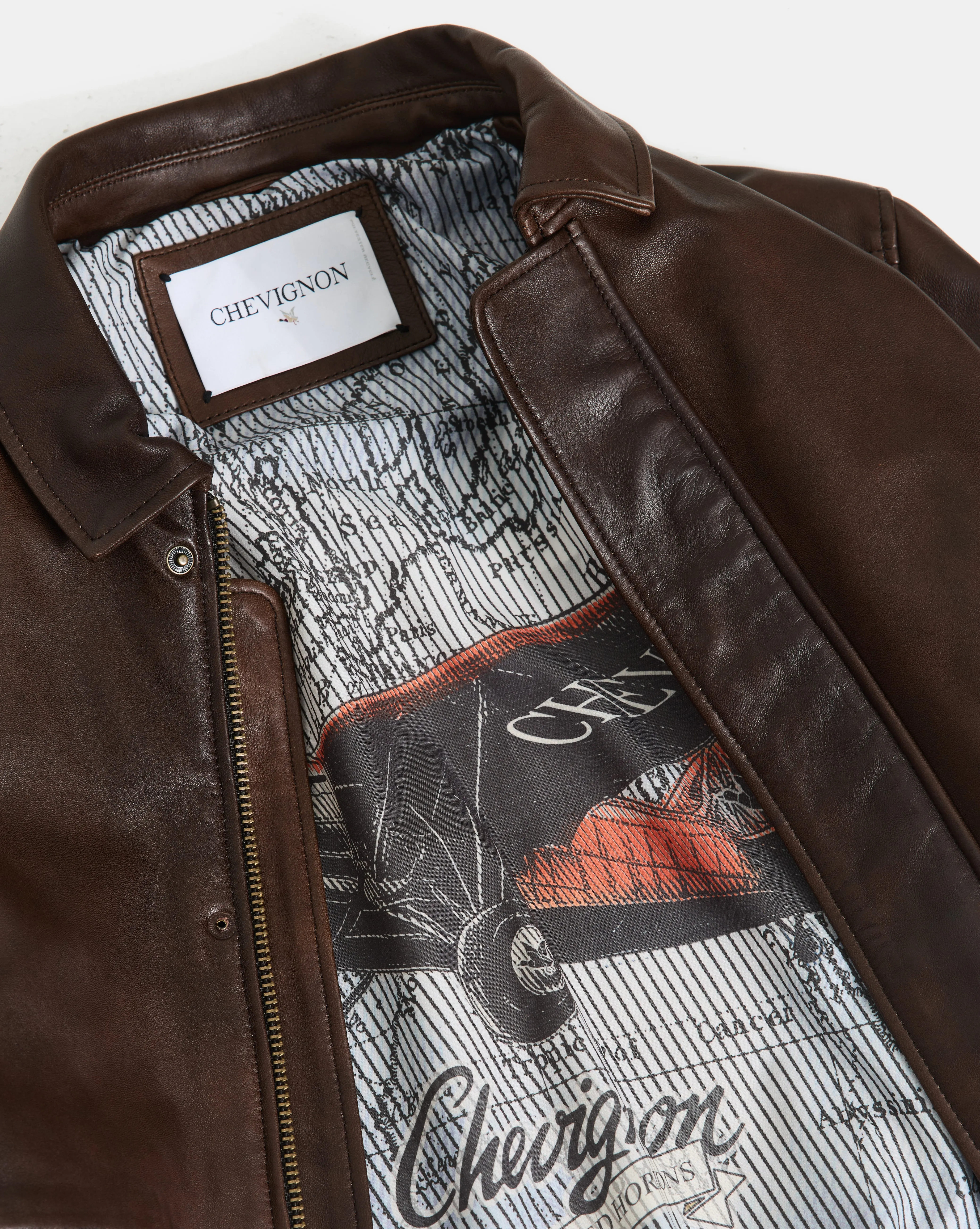 VESTE EN CUIR DWIGHT MARRON sold by Chevignon product image thumbnail 5