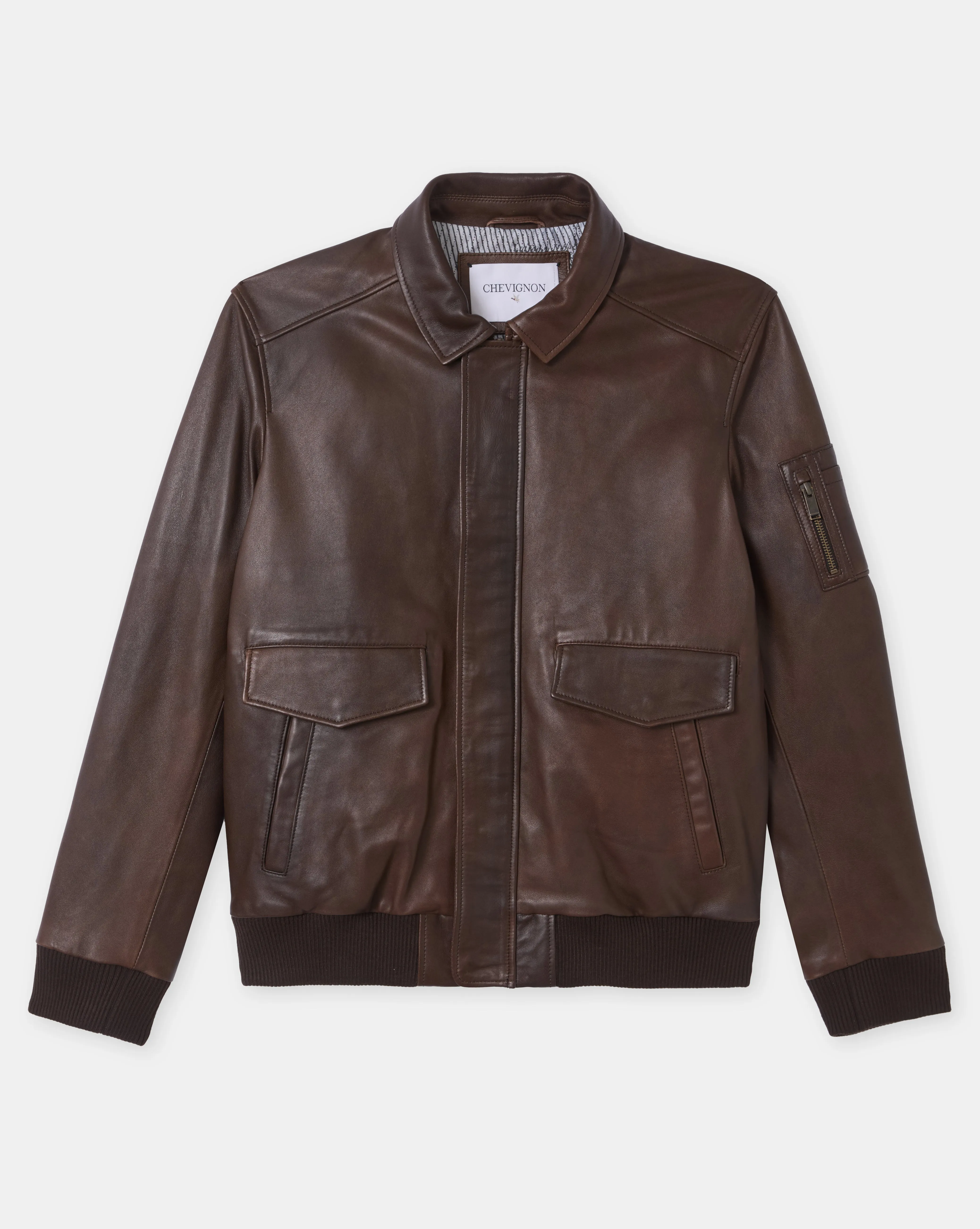 VESTE EN CUIR DWIGHT MARRON sold by Chevignon product image thumbnail 2