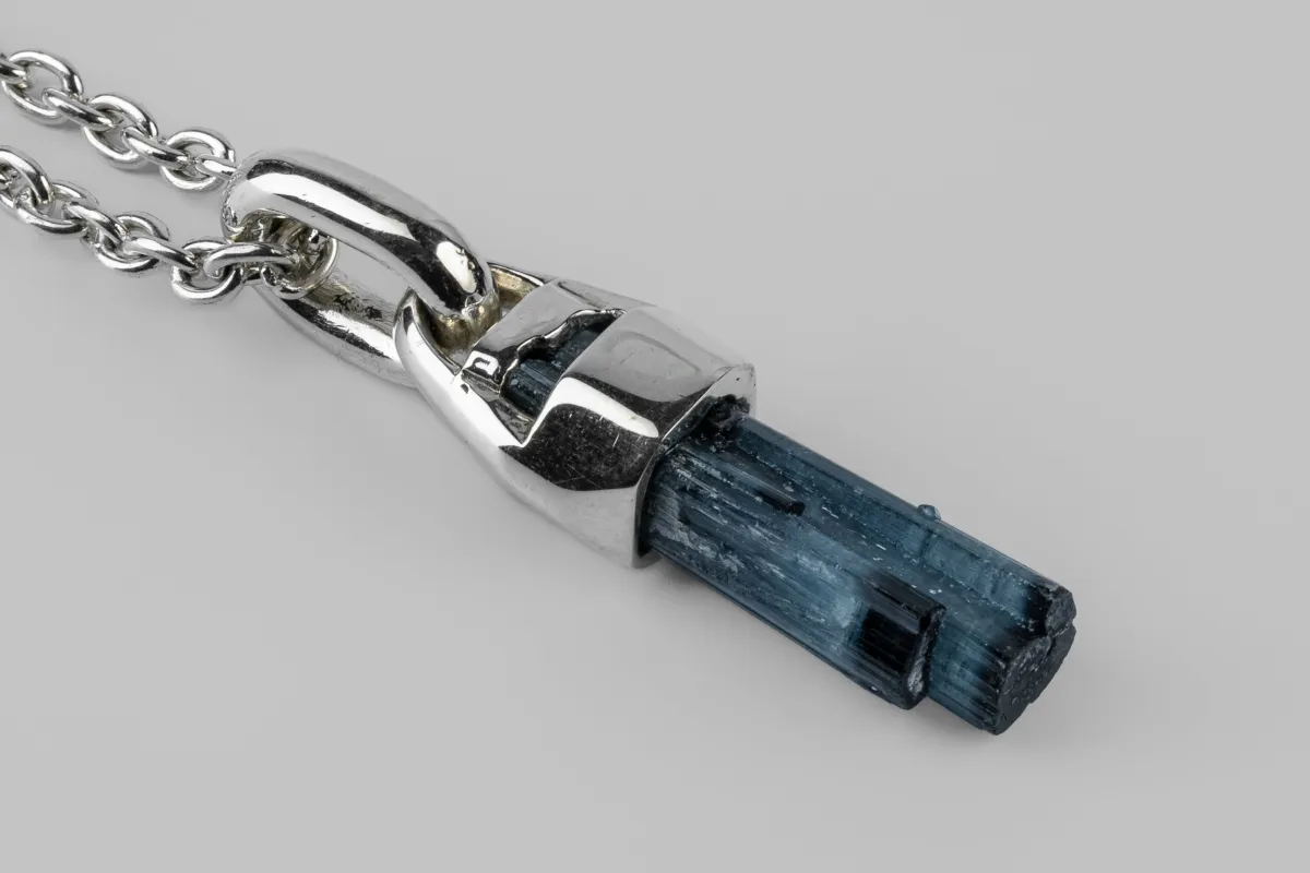 Talisman Necklace (50cm, Brace-Held, Healed, Blue Cap Tourmaline, PA+BCT) sold by Parts of Four