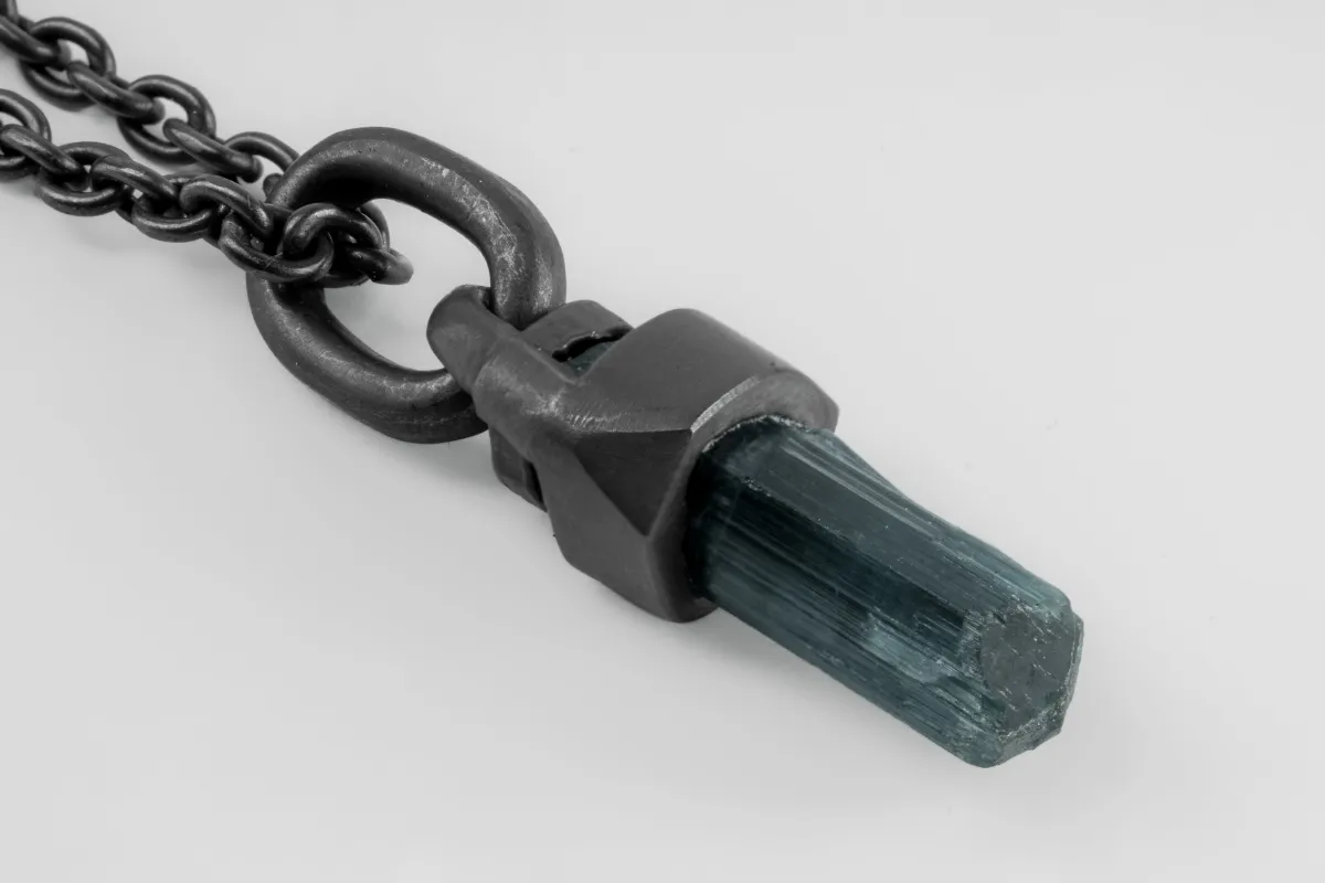 Talisman Necklace (50cm, Brace-Held, Healed, Blue Cap Tourmaline, KA+BCT) sold by Parts of Four